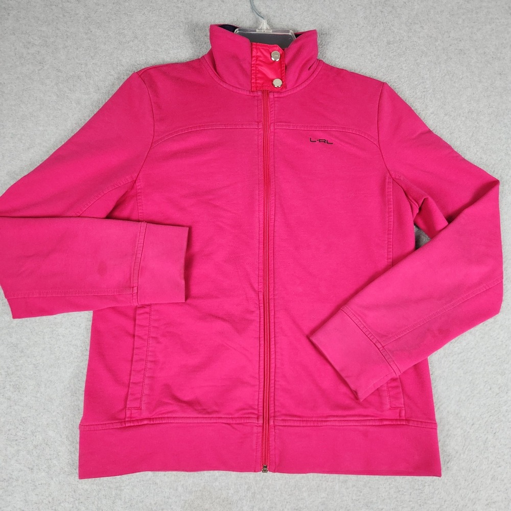 Lauren Ralph Lauren‎ Active Jacket Womens Medium Pink Stretch Mock Neck Full Zip